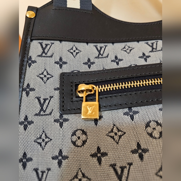 Louis Vuitton Gray and Blue Mini Monogram Tote with Gold Hardware - Picture 6 of 13